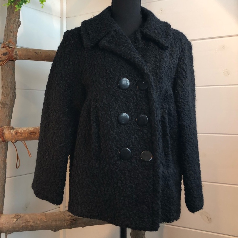 VTG Curly Wool 40-50’s Chopped Lined Pea Coat Winter Coat Size M EUC VTG Retro - Picture 7 of 14